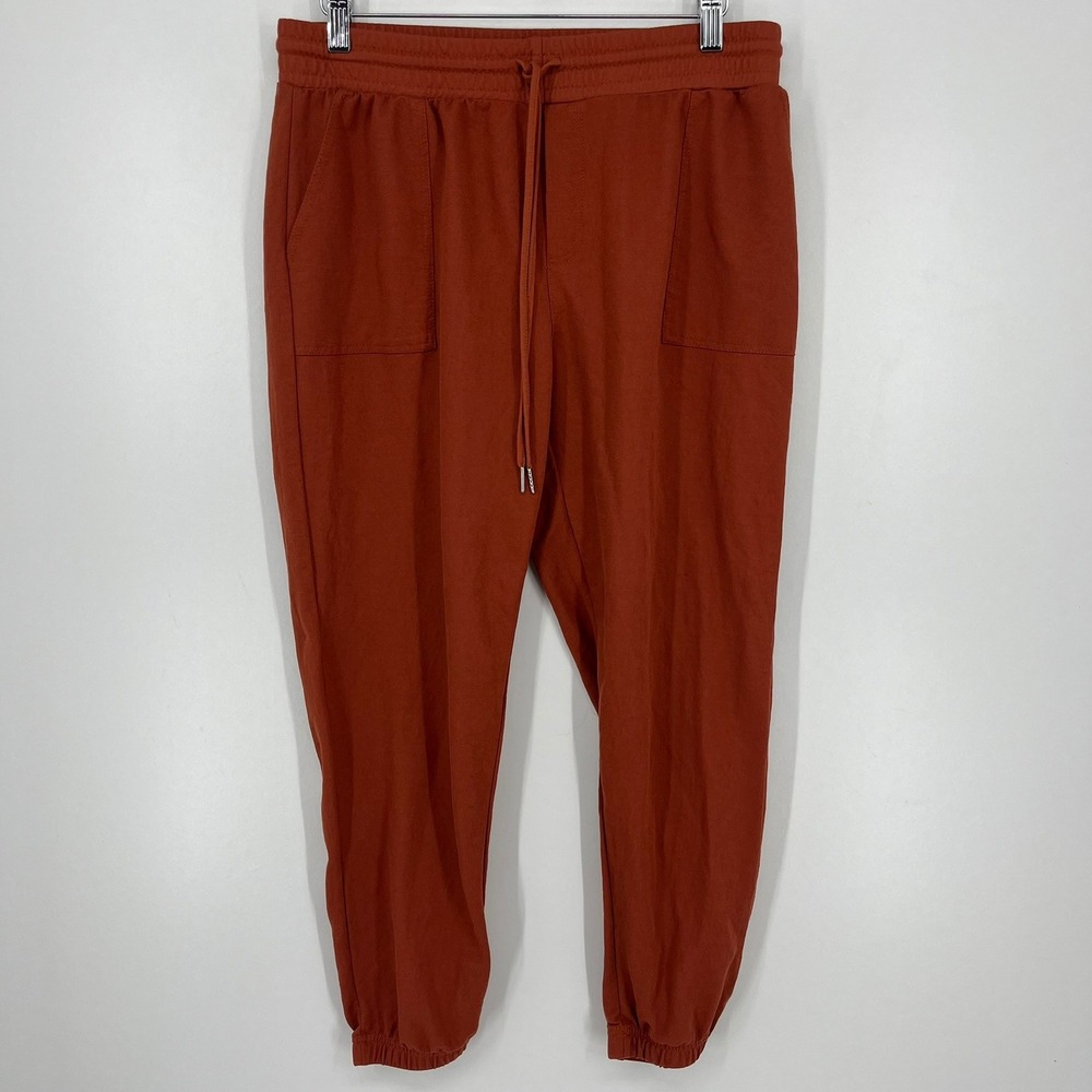 R. Sofia Womens Jogger Pants Rust Orange Elastic Drawstring Waist Size L